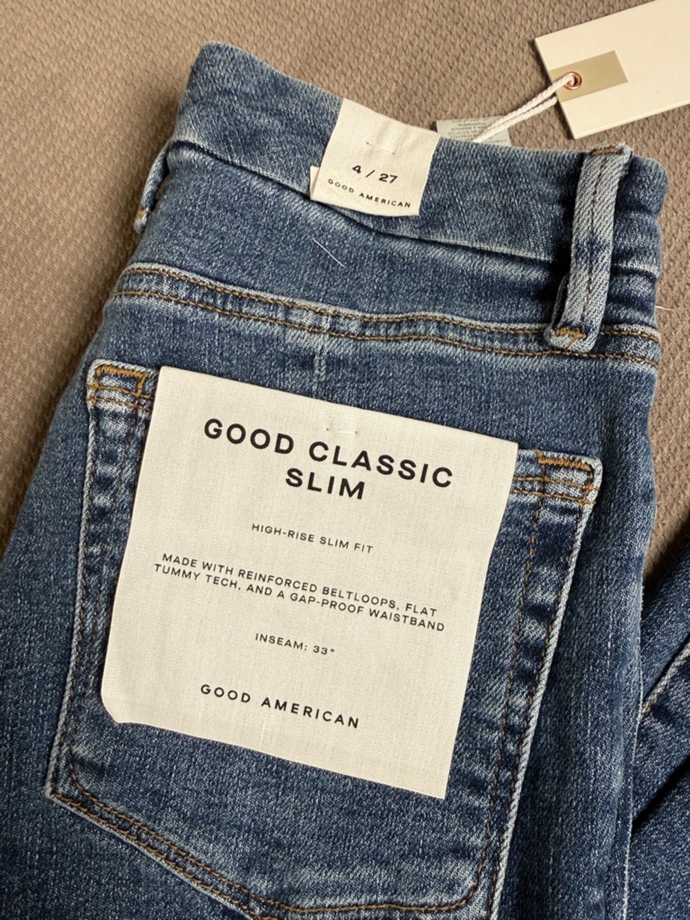 Good American Slim High-Rise Skinny Jeans - Medium Blue Wash - Picture 2 of 8